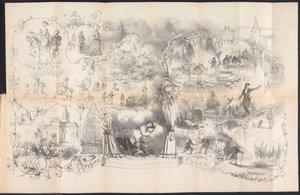 Karykatura w studenckim almanachu w Lejdzie, 1856 r. Sny z nocy maskarady (tytuł na obiekcie)