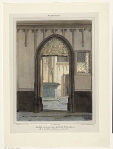 Widok grobowca w Stevenskerk w Nijmegen Widok na Grote Kerk, w Nijmegen, z Grobem Katarzyny Burbońskiej. (tytuł na obiekcie) Nymegen. (tytuł serii na obiekcie)