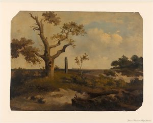 Krajobraz z pociągiem przed nami autorstwa Johannes Franciscus Hoppenbrouwers (signed by artist)