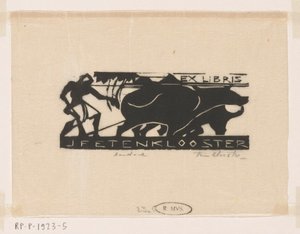 Ekslibris J.F.E. w klasztorze autorstwa Johannes Frederik Engelbert ten Klooster (signed by artist)