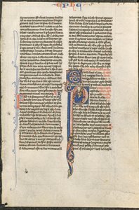Kartka z Biblii łacińskiej: Inicjał P ze św. 1250. autorstwa Johannes Grusch Atelier