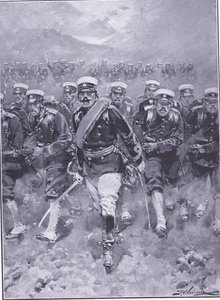 Szarża japońskiej piechoty, ilustracja z Cassells History of the rosyjsko-japońskiej wojny t. 1, ok. 1900