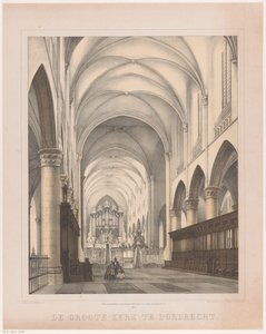 Wnętrze Wielkiego Kościoła w Dordrecht Wielki Kościół w Dordrechcie (tytuł na obiekcie) autorstwa Johannes Hermanus van der Heijden