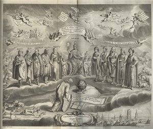 Poparcie Frontyspisu Sobiescianumsive Uranography autorstwa Johannes Hevelius