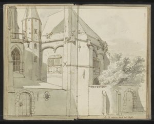 Widok z boku na Nieuwe Kerk w Delft autorstwa Johannes Huibert Prins