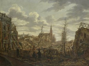 Rapenburg, Leiden, trzy dni po eksplozji prochowca 12 stycznia 1807 r.