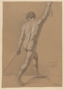 Stojący akt męski, widok z tyłu (III nagroda 1812) autorstwa Johannes Joseph Maria Watrin
