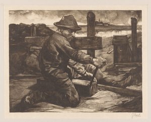 Pracownik z kluczem autorstwa Johannes Josephus Aarts (signed by artist)