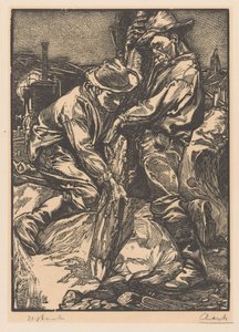 Pracownicy budowlani zajęci wbijaniem pali autorstwa Johannes Josephus Aarts (signed by artist)