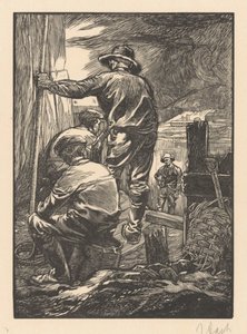 Czterech robotników nad wodą autorstwa Johannes Josephus Aarts (signed by artist)