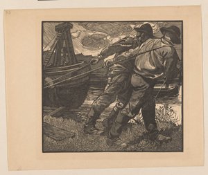Pracownicy z linami na brzegu autorstwa Johannes Josephus Aarts