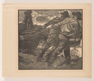 Pracownicy z linami na brzegu autorstwa Johannes Josephus Aarts