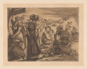 Mężczyzna, kobieta i dziecko w pagórkowatym krajobrazie autorstwa Johannes Josephus Aarts