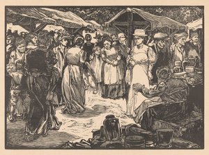 Scena targowa z mężczyznami i kobietami autorstwa Johannes Josephus Aarts