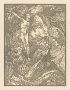 Perseusz i potwór morski Perseusz i smok, wydruk na papierze holenderskim autorstwa Johannes Josephus Aarts