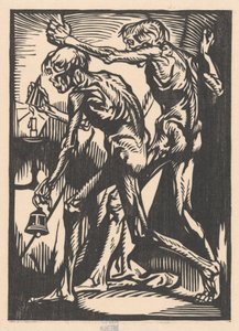 Dwie nagie postacie męskie z dzwonkiem i gaśnicą do świec autorstwa Johannes Josephus Aarts