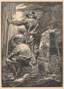 Czterech robotników nad wodą autorstwa Johannes Josephus Aarts