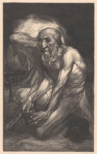 Siedzący brodaty mężczyzna ze skrzydłami autorstwa Johannes Josephus Aarts