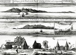 A Prospect of the Road in the Bay of Sierra Liona, ilustracja z tomu 5 książki Awnshama i Johna Churchilla „Zbiór podróży i podróży”, wydana w 1732 roku