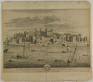 Tower of London, płyta piąta z Britannia Illustrata autorstwa Johannes Kip