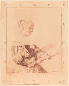 Młoda dziewczyna przy klawiaturze, 1767. autorstwa Johannes Kornlein