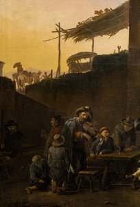 Pijacy przed włoską gospodą autorstwa Johannes Lingelbach