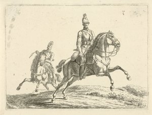 Dwóch żołnierzy na koniach autorstwa Johannes Mock