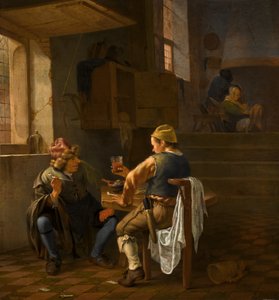 Scena w tawernie z palącymi i pijącymi chłopami autorstwa Johannes Natus