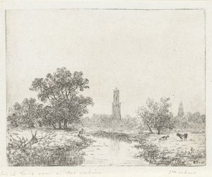 Widok na Utrecht(?) autorstwa Johannes Pieter van Wisselingh