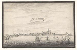 Widok na Kolombo De Stadt i Kastel Von Colombo. Na Eijland Ceijlon (tytuł na obiekcie) autorstwa Johannes Rach (possibly)