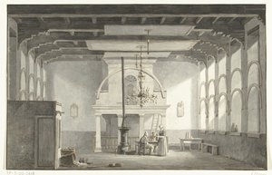 Sala w Kloveniersdoelen w Dordrecht, gdzie odbywał się Synod Narodowy w latach 1618-1619, 1836 autorstwa Johannes Rutten (signed by artist)