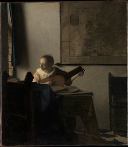 Junge Frau mit Laute autorstwa Johannes Vermeer