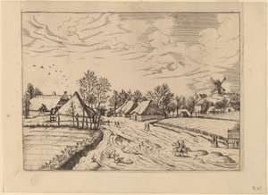 Wieś z Post Mill autorstwa Johannes and Lucas van Doetechum after Master of the Small Landscapes