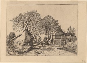 Droga ze stodołą i domkami autorstwa Johannes and Lucas van Doetechum after Master of the Small Landscapes