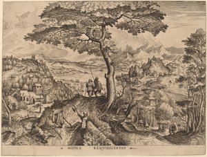 Żołnierze w spoczynku autorstwa Johannes and Lucas van Doetechum after Pieter Bruegel the Elder