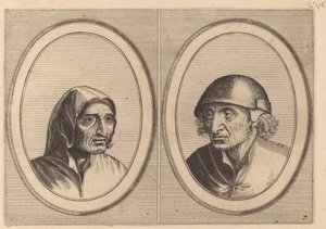 „Rijckje Schimmel-penninghs” i „Lubbert Leever-kiełbasa” autorstwa Johannes and Lucas van Doetechum after Pieter Bruegel the Elder
