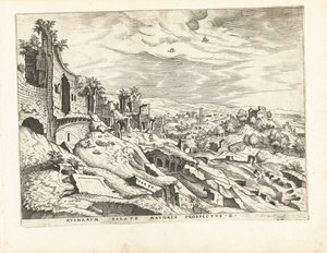 Drugi widok na Palatyn w Rzymie Ruiny rzymskie, 1561 (tytuł serii)