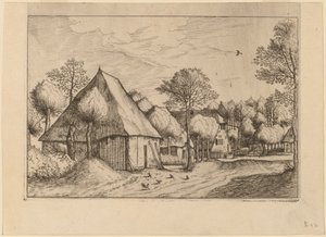 Gospodarstwo ze studnią do rysowania autorstwa Johannes van Doetechum, the Elder and Lucas