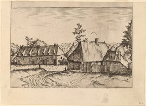 Farma i rząd domów autorstwa Johannes van Doetechum, the Elder and Lucas