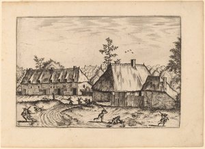 Farma i rząd domów autorstwa Johannes van Doetechum, the Elder and Lucas
