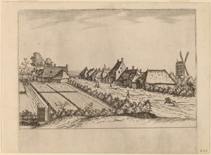 Pola i wiejska droga z Post Mill autorstwa Johannes van Doetechum, the Elder and Lucas