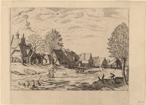 Wiejska ulica autorstwa Johannes van Doetechum, the Elder and Lucas