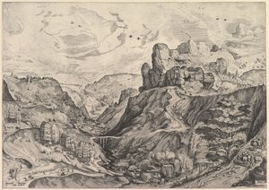 Pejzaż alpejski z głęboką doliną z Wielkich Pejzaży, ca. 1555-56.