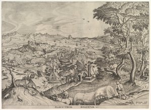 Belgijski Wagon Plaustrum Belgicum z Wielkich Pejzaży, ca. 1555-56. autorstwa Johannes van Doetecum I