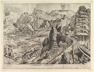 Pokutująca Magdalena Magdalena poenitens z Wielkich pejzaży, ok. 201 1555-56. autorstwa Johannes van Doetecum I