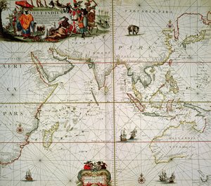 Mapa Afryki, Indii, Oceanu Indyjskiego i Indii Wschodnich