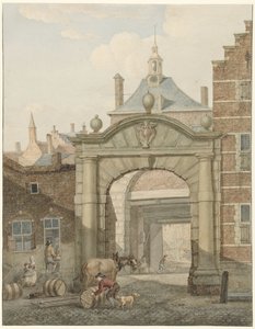 Widok przez bramę w Dordrecht autorstwa Johannes van Lexmond