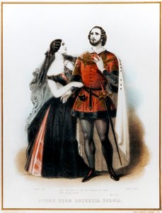 Opera Lucrezia Borgia Gaetano Donizettiego - Wprowadzenie do sceny II z Mario (włoski tenor: 1810-1883) i Grisi (1811-1869) w Londynie, HM Theatre Production, 6 czerwca