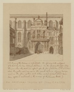 Widok południowy wejścia do Guildhall, City of London (lito) autorstwa John (after) Carter