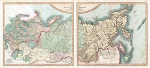 Mapa Imperium Rosyjskiego podzielonego na swoje rządy par Cary, John (ok. 1754-1835). Akwaforta, akwarela autorstwa John (after) Cary